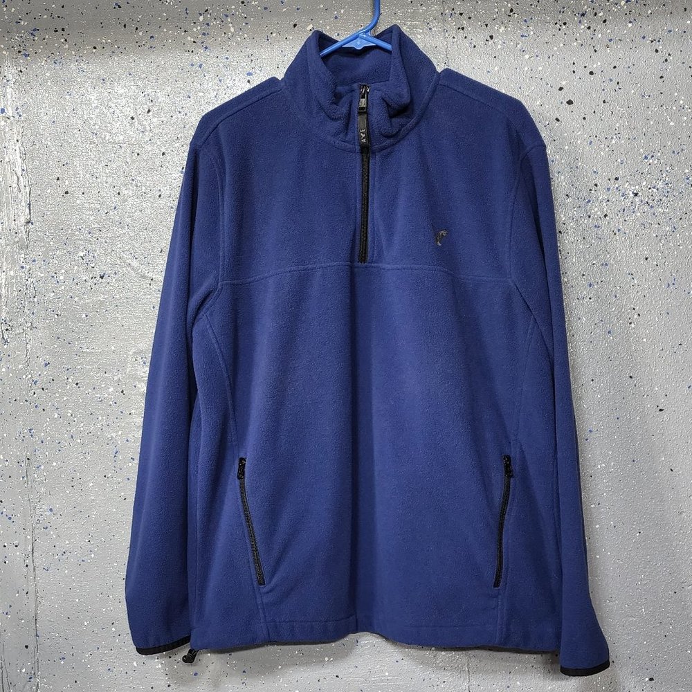 AE American Eagle Mens Blue Quarter Zip Long Sleeve Pullover Fleece Jacket L
